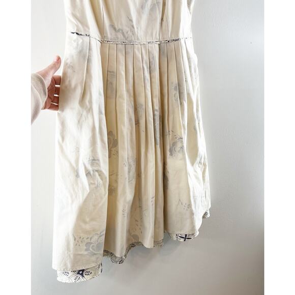 Anthropologie Moulinette Soeurs Floral Cotton Fit and Flare Mini Dress Cream 8 - Picture 7 of 8